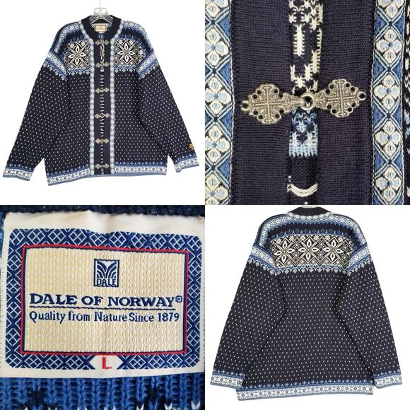 Dale Of Norway Sweater Womens Large L Cardigan Fair Isle Cotton Preppy Nordic - Picture 1 of 9